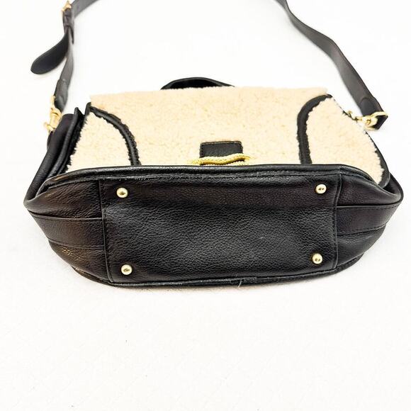 Aimee Kestenberg Fierce & Fab Black Shearling Leather Saddlebag Handbag - Picture 3 of 7